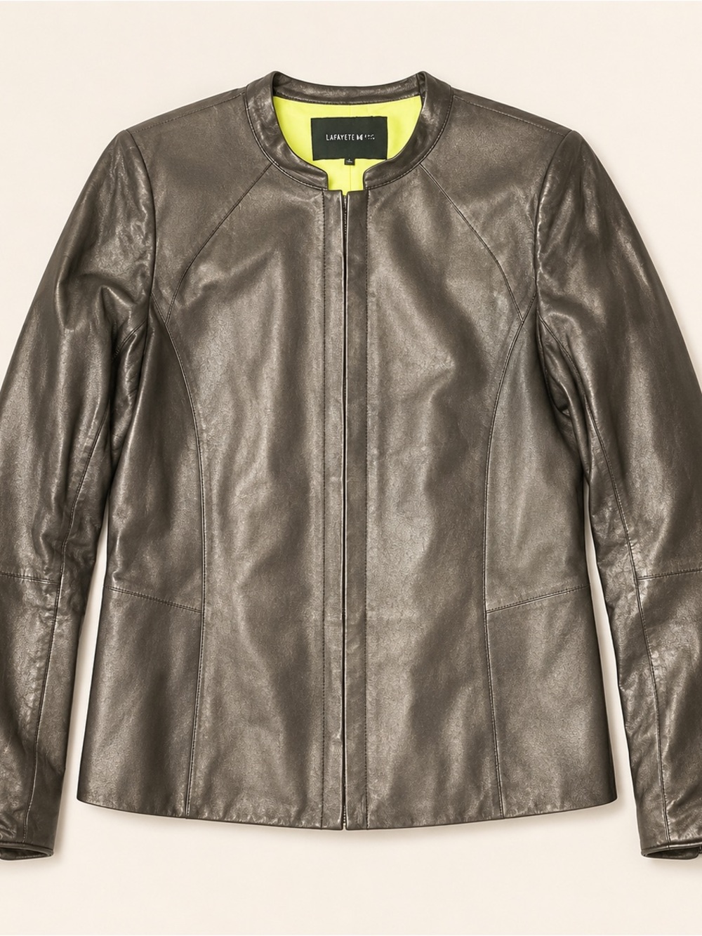 Lafayette 148 Metallic Bronze 100% Leather Jacket